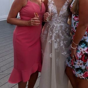 worn one Bardot pink dress